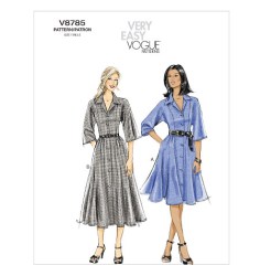 8785 VOG EZ COLLAR SHIRTWAIST BUTTON DRESS LENGTHS PATTERN 8-24